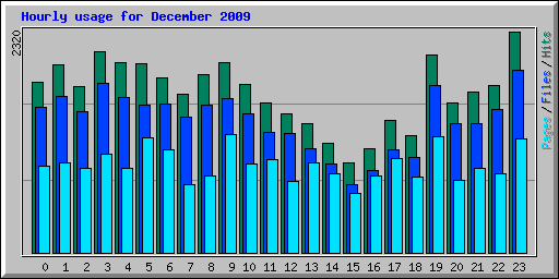 Hourly usage for December 2009